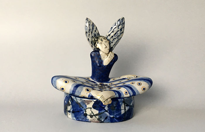 Happy seated angel | Helen Martino Pottery | Cambridge Potter